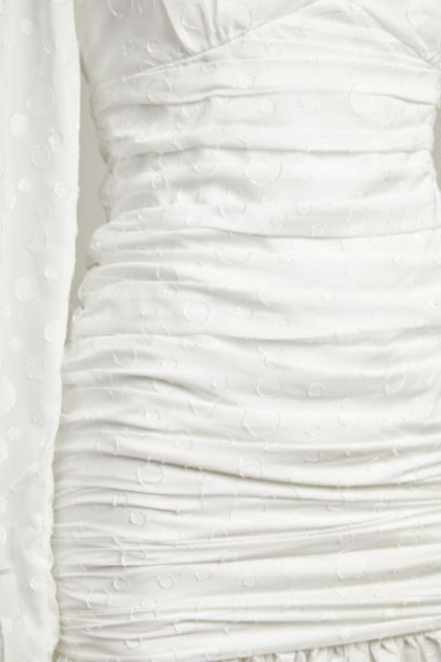 White one-shoulder short chiffon mini wedding dress TB1385