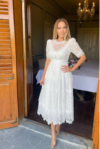 Wedding dress with lace skirt and stones TB1518