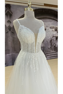 Wedding dress with halter neck and straps TB1374