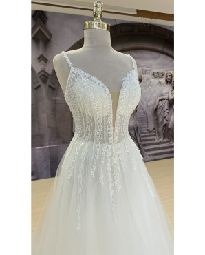 Wedding dress with halter neck and straps TB1374