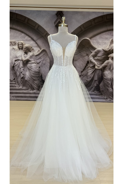 Wedding dress with halter neck and straps TB1374