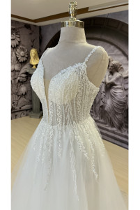 Wedding dress with halter neck and straps TB1374