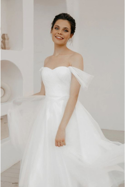 White midi-length wedding dress & evening gown TB1506
