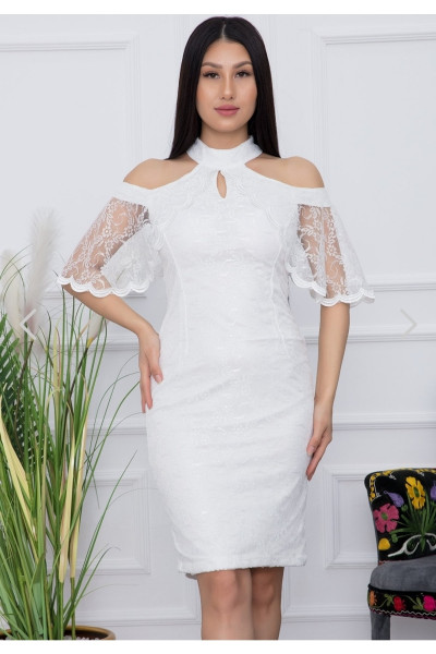 Pencil dress with lace details on the shoulders TB1521