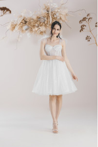 Sparkly mini wedding dress, after party & civil ceremony dress TB1381