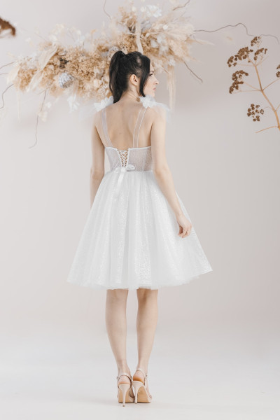 Sparkly mini wedding dress, after party & civil ceremony dress TB1381