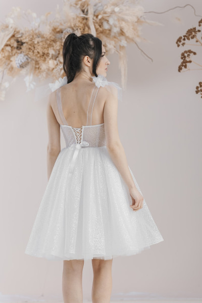 Sparkly mini wedding dress, after party & civil ceremony dress TB1381