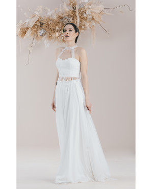 Two-piece lycra wedding dress with tassel details TB1379