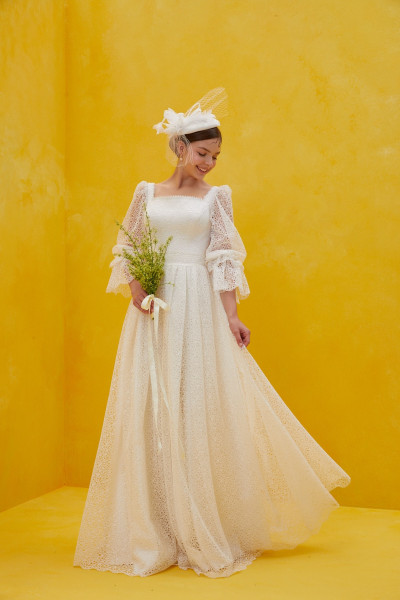 Romantic square neck lace wedding dress TB1470