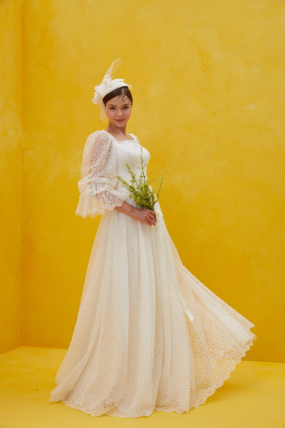 Romantic square neck lace wedding dress TB1470