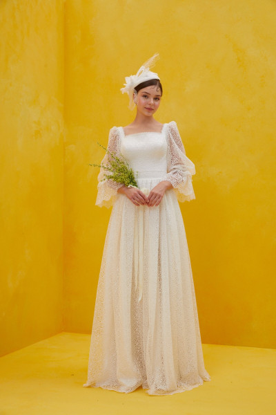 Romantic square neck lace wedding dress TB1470