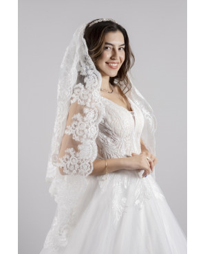 Double layer French lace wedding dress TB1474