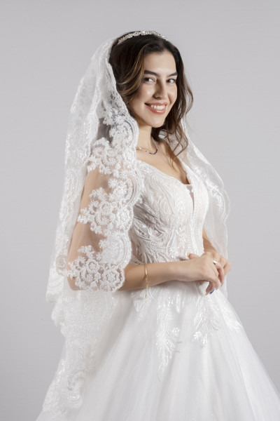 Double layer French lace wedding dress TB1474 Double layer French lace wedding dress TB1474