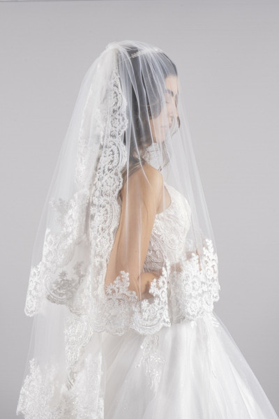 Double layer French lace wedding dress TB1474