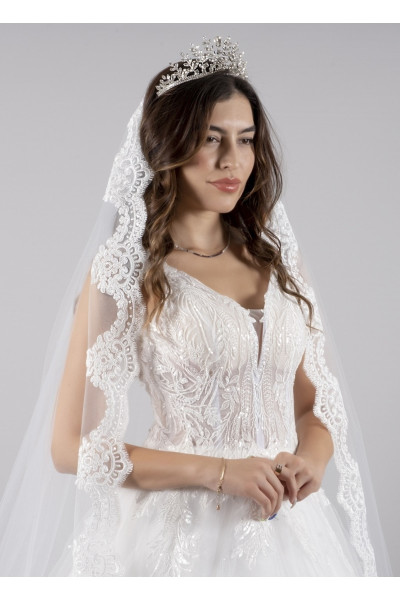 French lace wedding dress 220 cm long TB1487