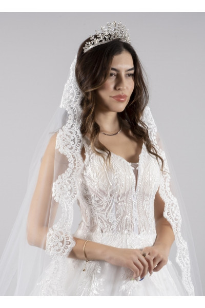French lace wedding dress 220 cm long TB1487