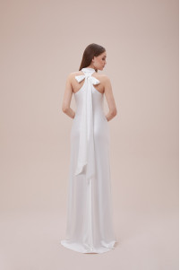 Oleg by crossed halter neck satin long slim fit wedding dress TB1420