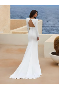 Long mermaid wedding dress with white back details TB1421