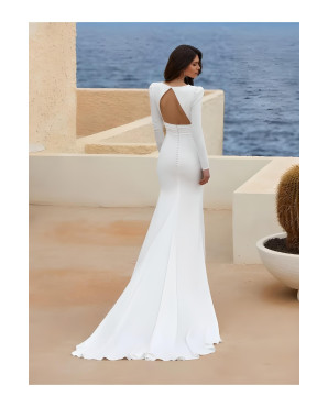 Long mermaid wedding dress with white back details TB1421