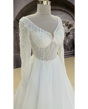 Guipure sleeves wedding dress TB1402