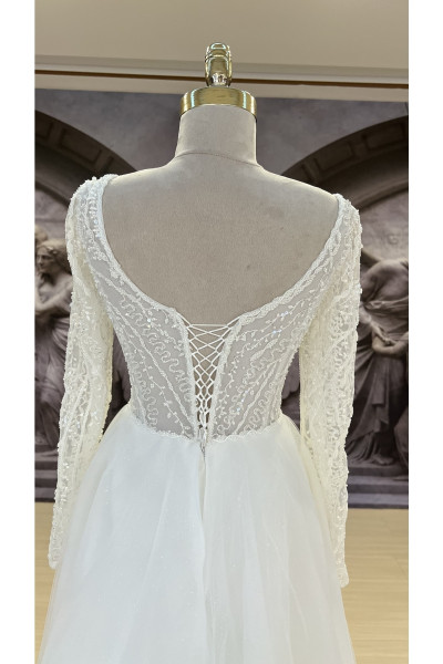 Guipure sleeves wedding dress TB1402