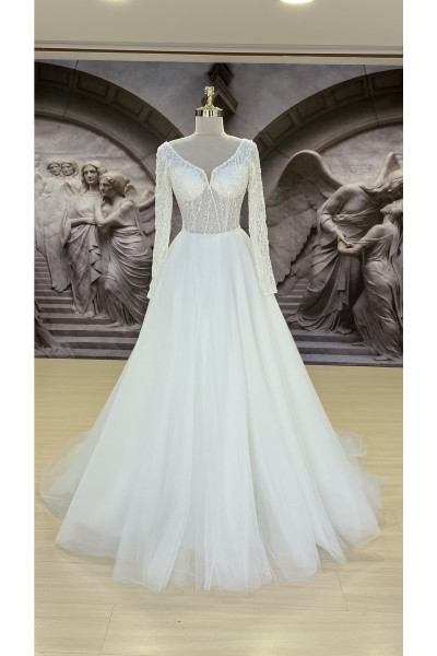 Guipure sleeves wedding dress TB1402