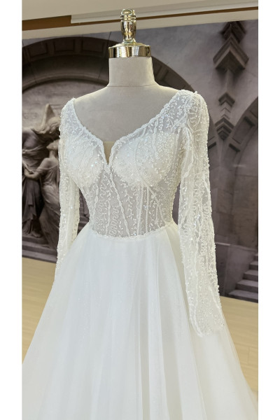 Guipure sleeves wedding dress TB1402