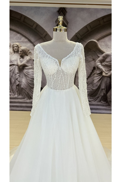Guipure sleeves wedding dress TB1402