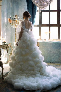Bloom detailed fluffy wedding dress TB1447