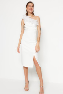 Ivory collar detailed wedding/ceremony evening dress TB1516
