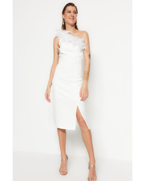 Ivory collar detailed wedding/ceremony evening dress TB1516