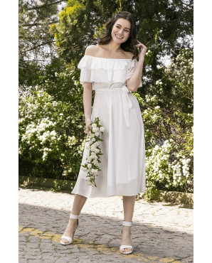Carmen neck chiffon dress TB1536
