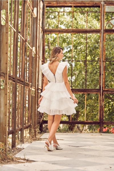 Detailed mini wedding dress TB1392 Detailed mini wedding dress TB1392