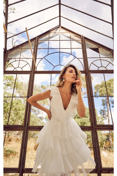 Detailed mini wedding dress TB1392