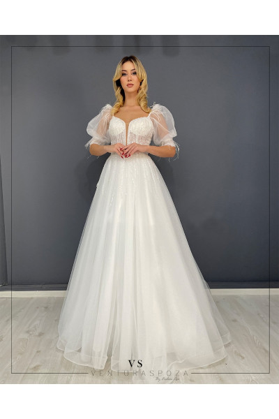 Short balloon-sleeve wedding dress TB1410 Short balloon-sleeve wedding dress TB1410