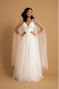 White sequin lace detailed evening gown and dress TB1526