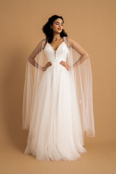 White sequin lace detailed evening gown and dress TB1526 White sequin lace detailed evening gown and dress TB1526