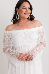 Women's white Madonna collar guipure detail dress TB1491