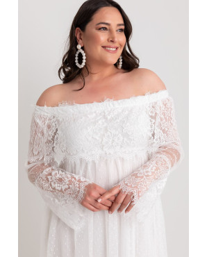 Women's white Madonna collar guipure detail dress TB1491