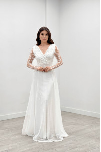 Three-dimensional floral dress - white TB1528