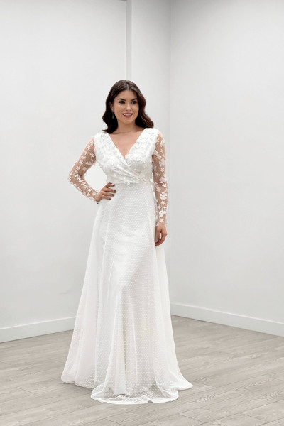 Three-dimensional floral dress - white TB1528