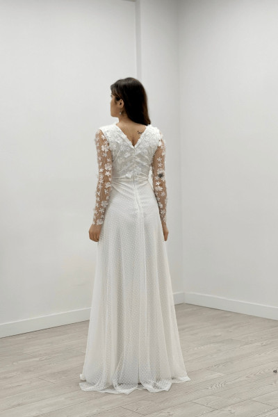 Three-dimensional floral dress - white TB1528
