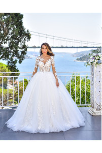 Wedding dress with guipure lace TB1369