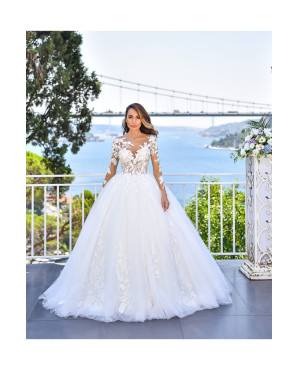 Wedding dress with guipure lace TB1369