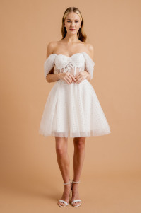 White sparkling stoned mini dress and party gown TB1525
