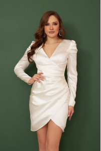 Ivory satin long sleeve engagement dress and wedding dress TB1512