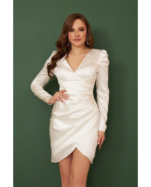 Ivory satin long sleeve engagement dress and wedding dress TB1512