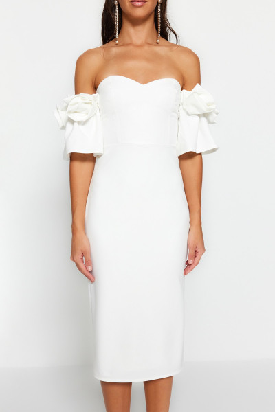 Ivory corseted, woven lined wedding dress TB1539