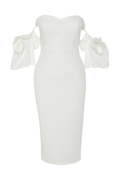 Ivory corseted, woven lined wedding dress TB1539