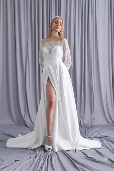 Embellished slit wedding dress TB1471